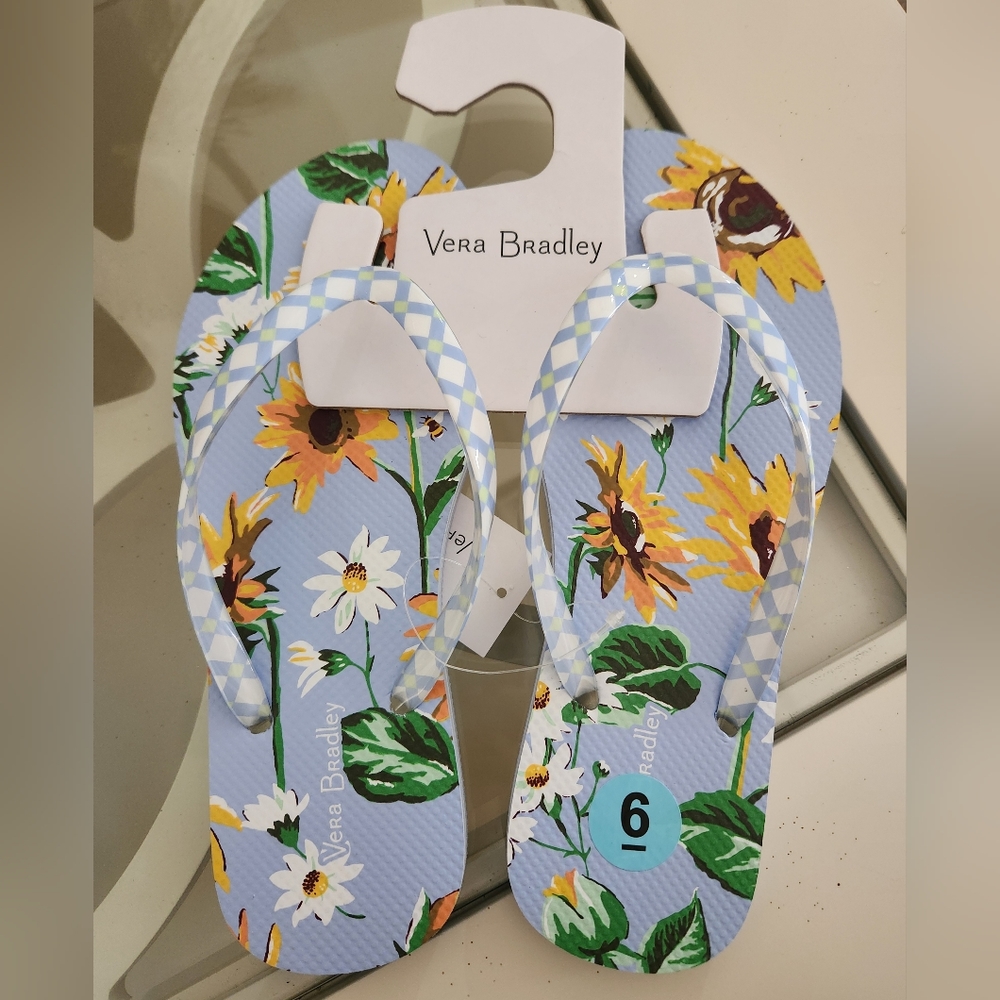 Vera Bradley Women's Flip Flops Floral Sandals Size 5-6